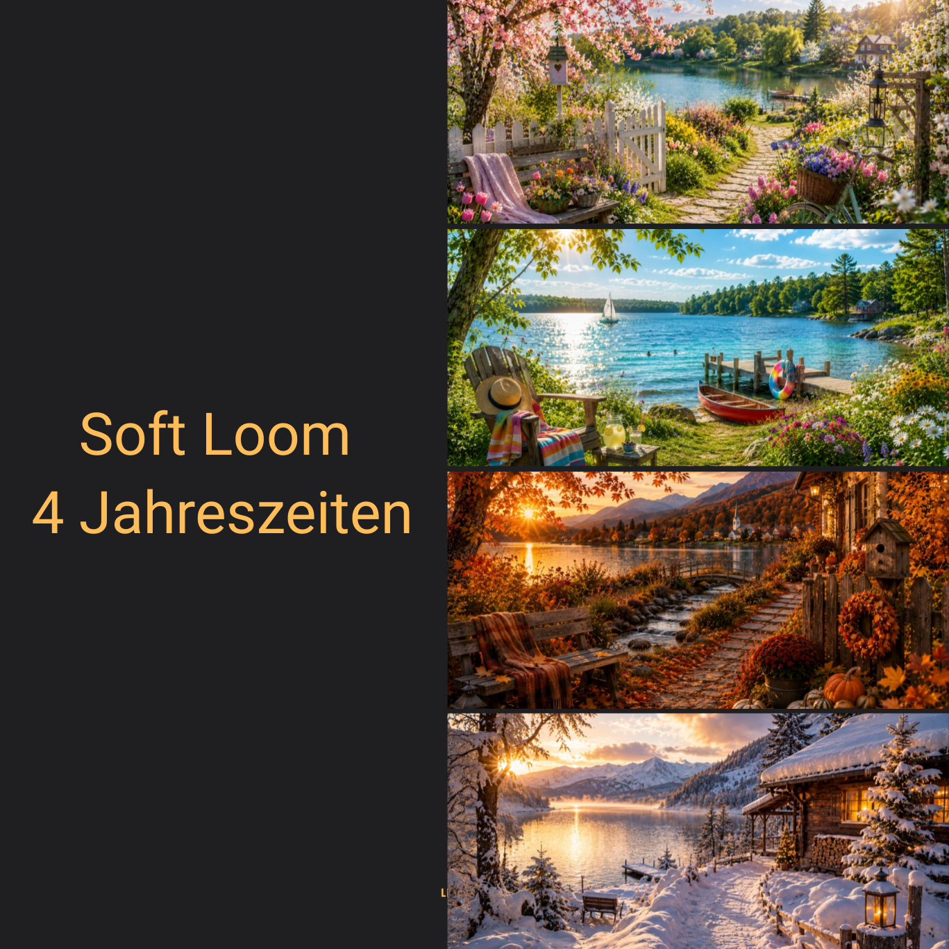 Soft Loom – Vier Jahreszeiten Tischlampe mit 4 Wechsel-Schirmen