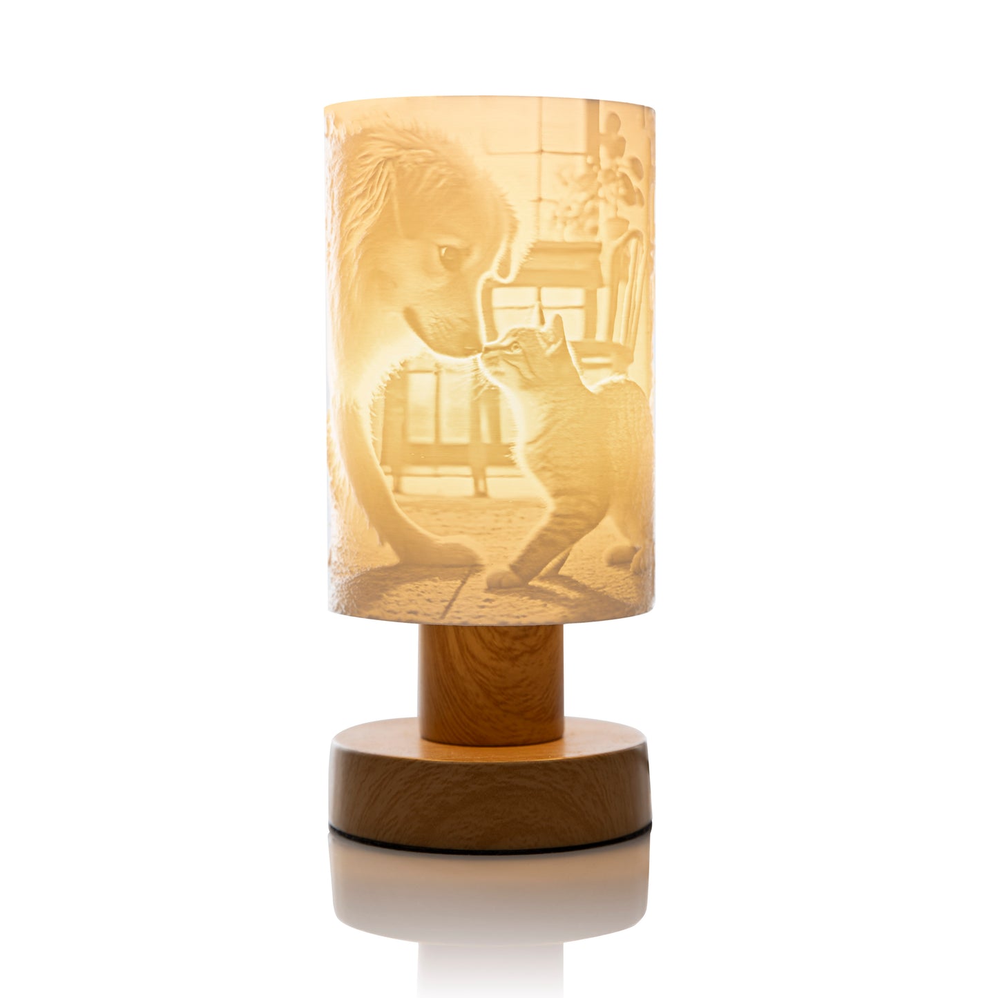 Personalisierte Tischlampe mit Foto in Holzoptik – Soft Loom Fotolampe als Geschenk
