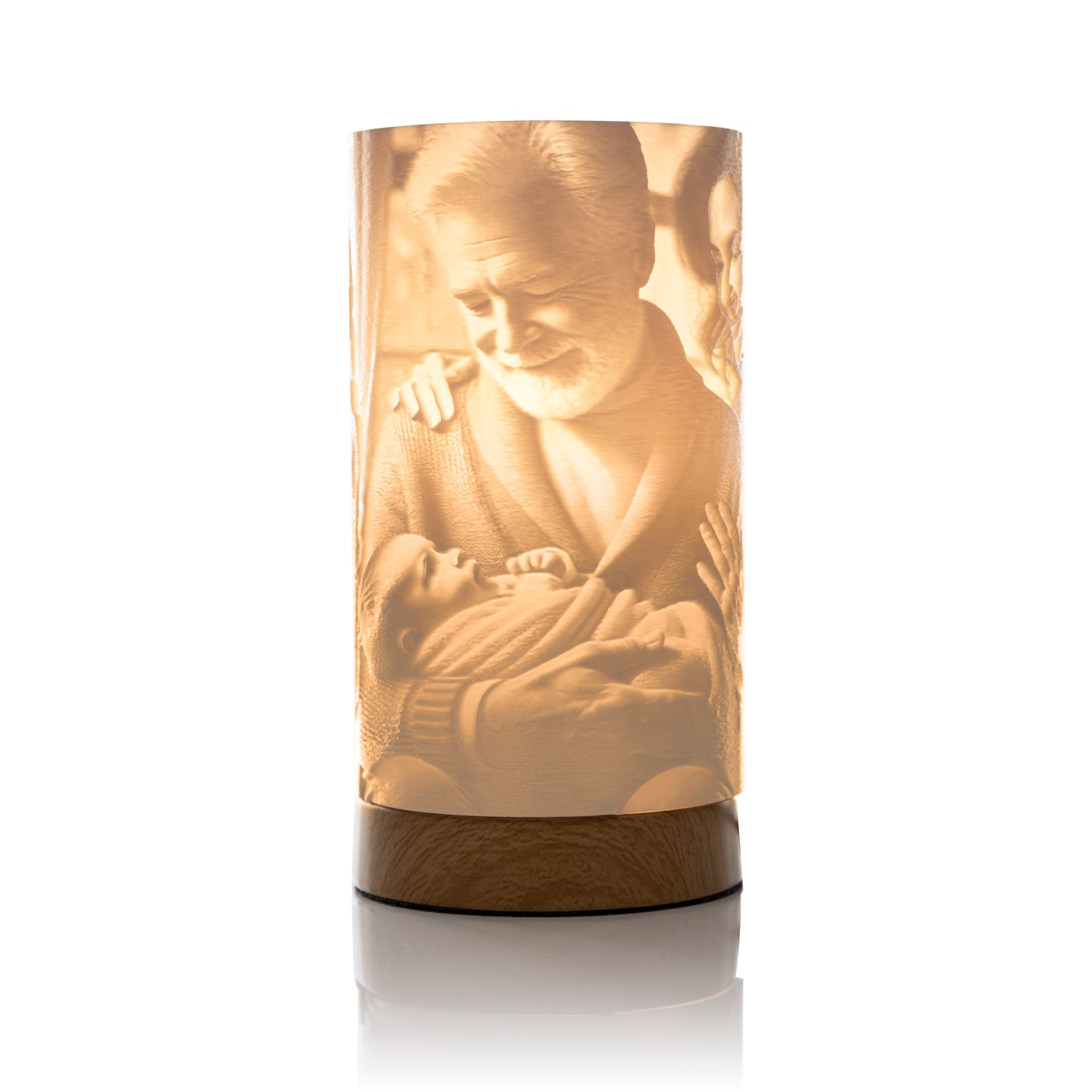 Personalisierte Tischlampe mit Foto, Slim Loom Lampe in moderner Holzoptik – Das perfekte Geschenk