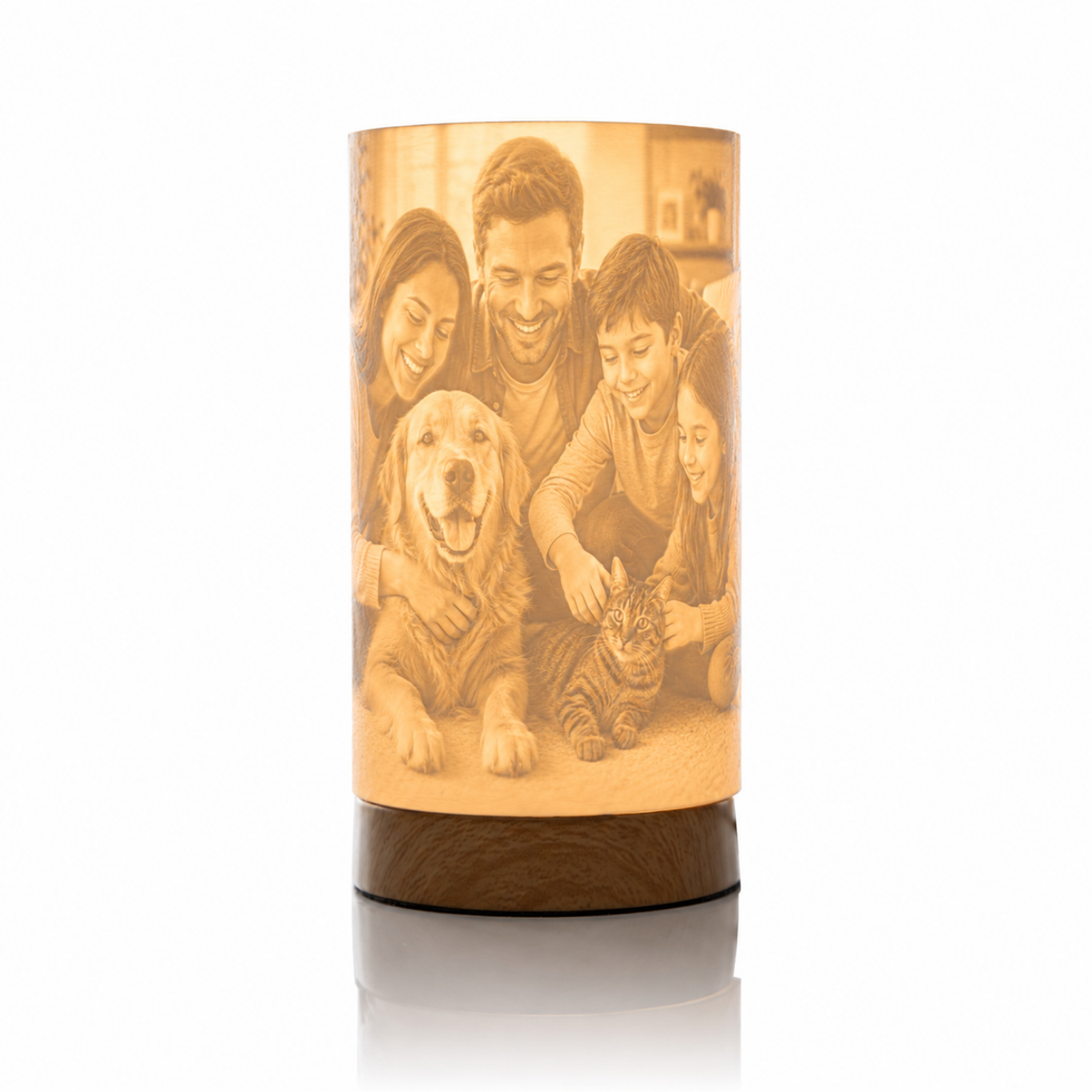 Personalisierte Tischlampe mit Foto in echter Holzoptik – Slim Loom Fotolampe als Geschenk