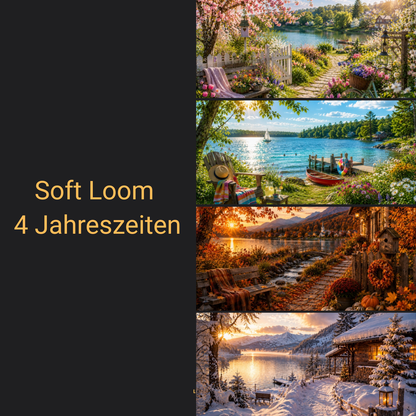 Soft Loom – Vier Jahreszeiten Tischlampe mit 4 Wechsel-Schirmen