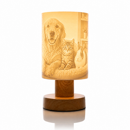 Personalisierte Tischlampe mit Foto in Holzoptik – Soft Loom Fotolampe als Geschenk