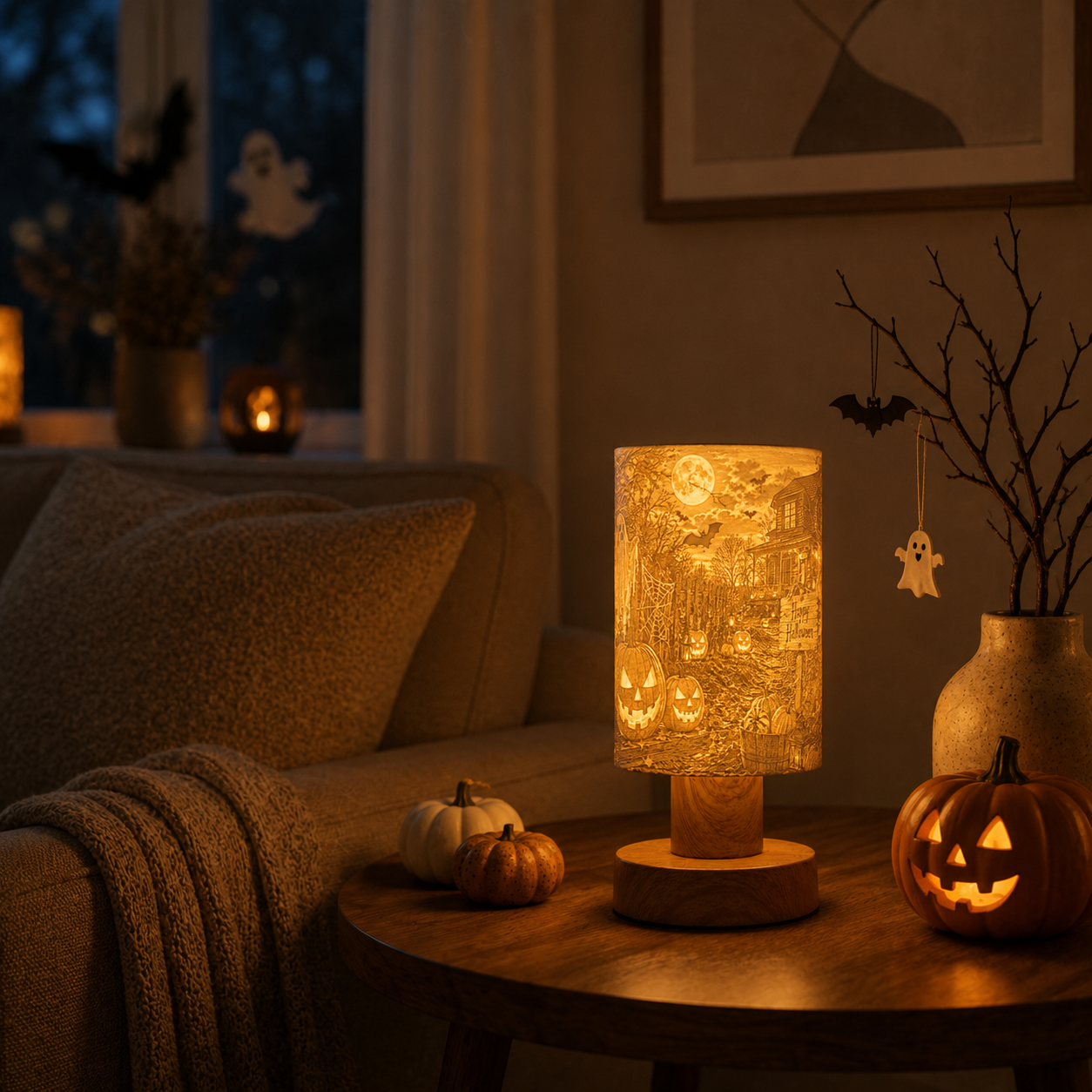 Soft Loom – Halloweenlampe mit Holzoptik | Made in Germany