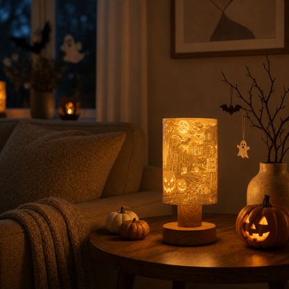 Soft Loom – Halloweenlampe mit Holzoptik | Made in Germany